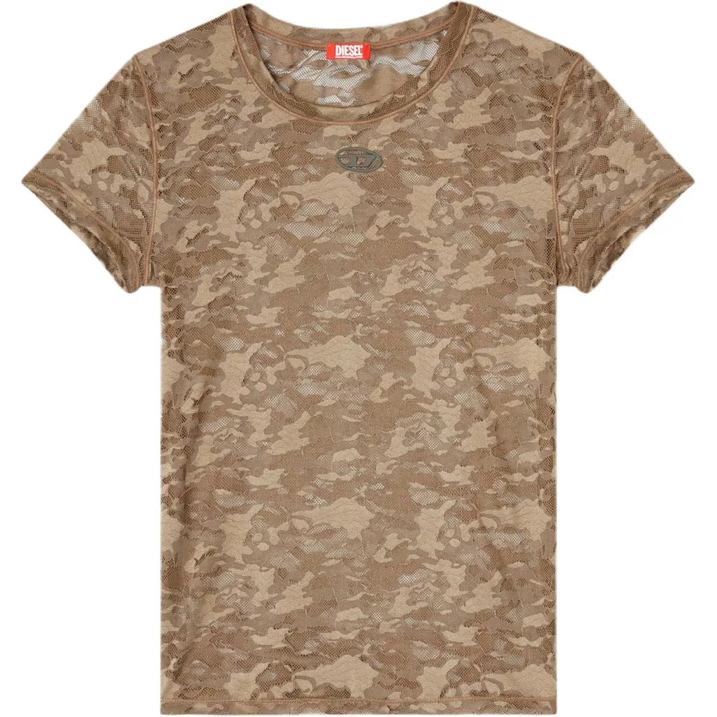 

Топ с коротким рукавом и кружевом Kasia Utlt DIESEL, коричневый