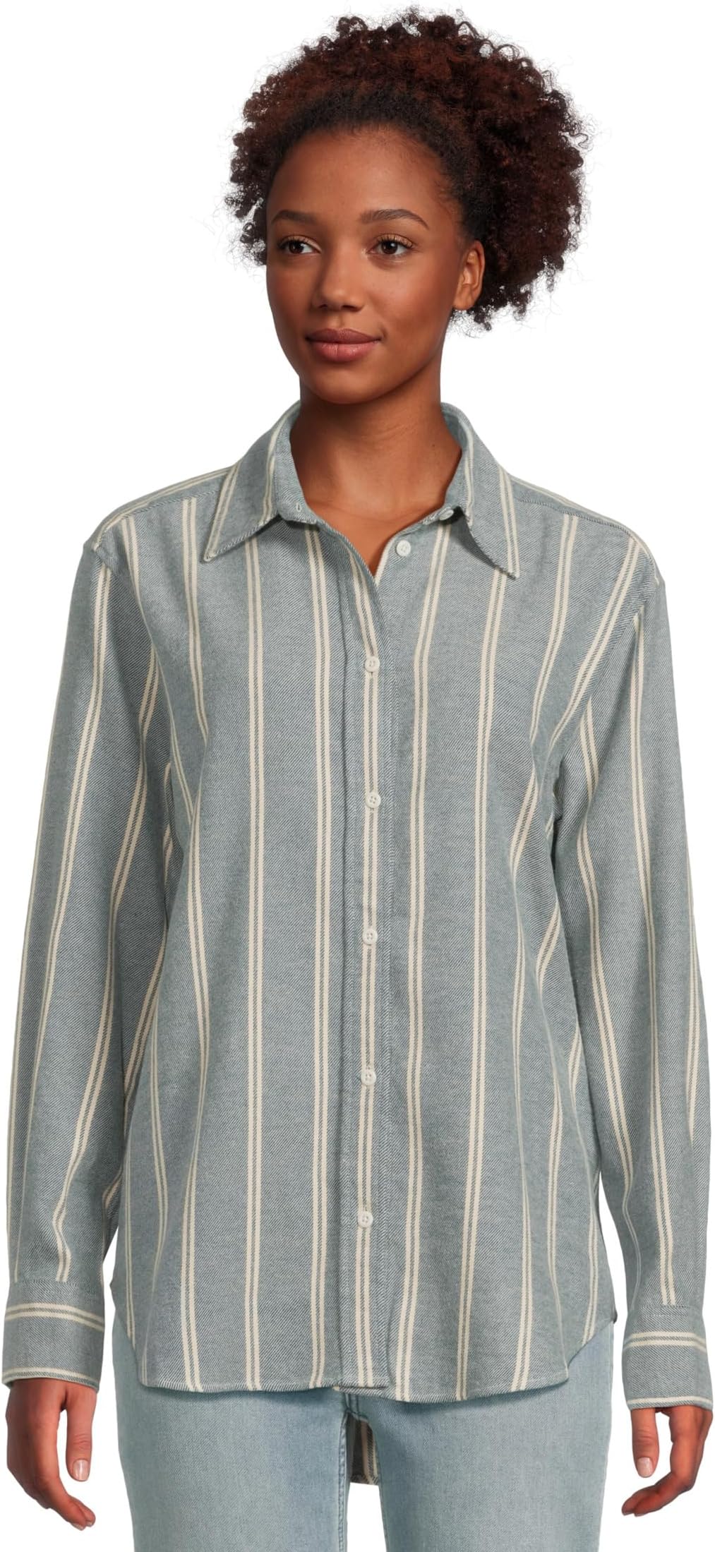 

Женская свободная рубашка из португальской фланели The Heirloom Faherty, Blue Cove Stripe