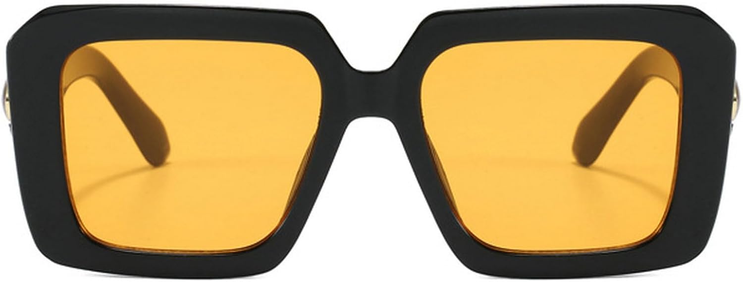 

Ретро-солнцезащитные очки квадратной формы для женщин и мужчин, модные очки большого размера со стразами, трендовые градиентные очки, очки с бриллиантами mincl, Black Yellow