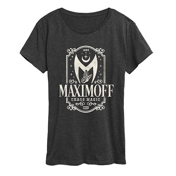 

Футболка Women's the scarlet witch maximoff chaos magic distressed graphic Marvel, Heather Charcoal