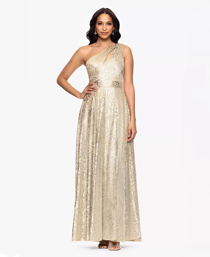 

Женское платье с металлическим эффектом и одним плечом Betsy & Adam, желтый