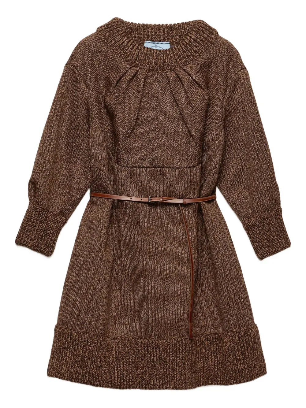 

Шерстяное платье мини Mouliné Prada, коричневый