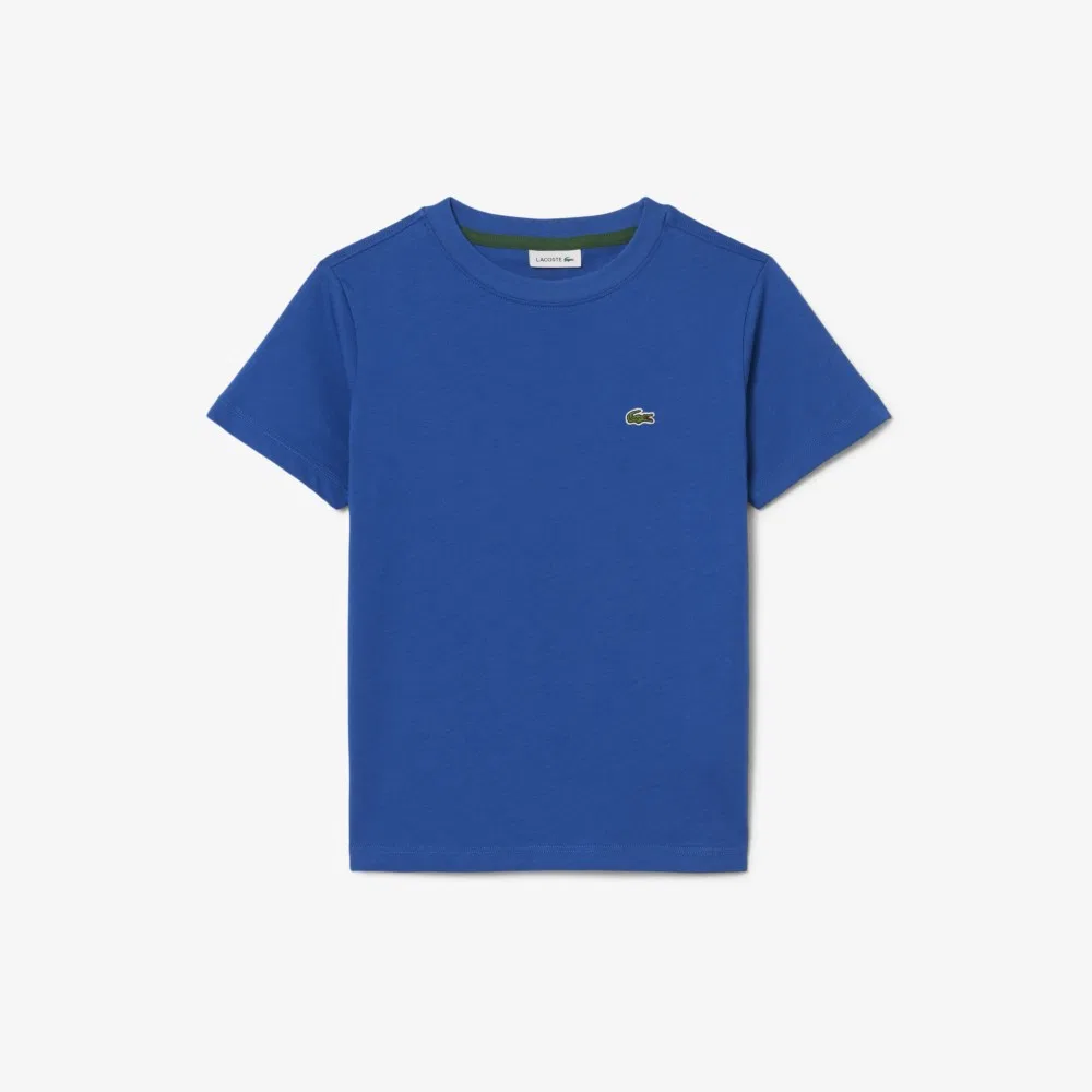 Детская базовая хлопковая футболка Lacoste, синяя — фото 2