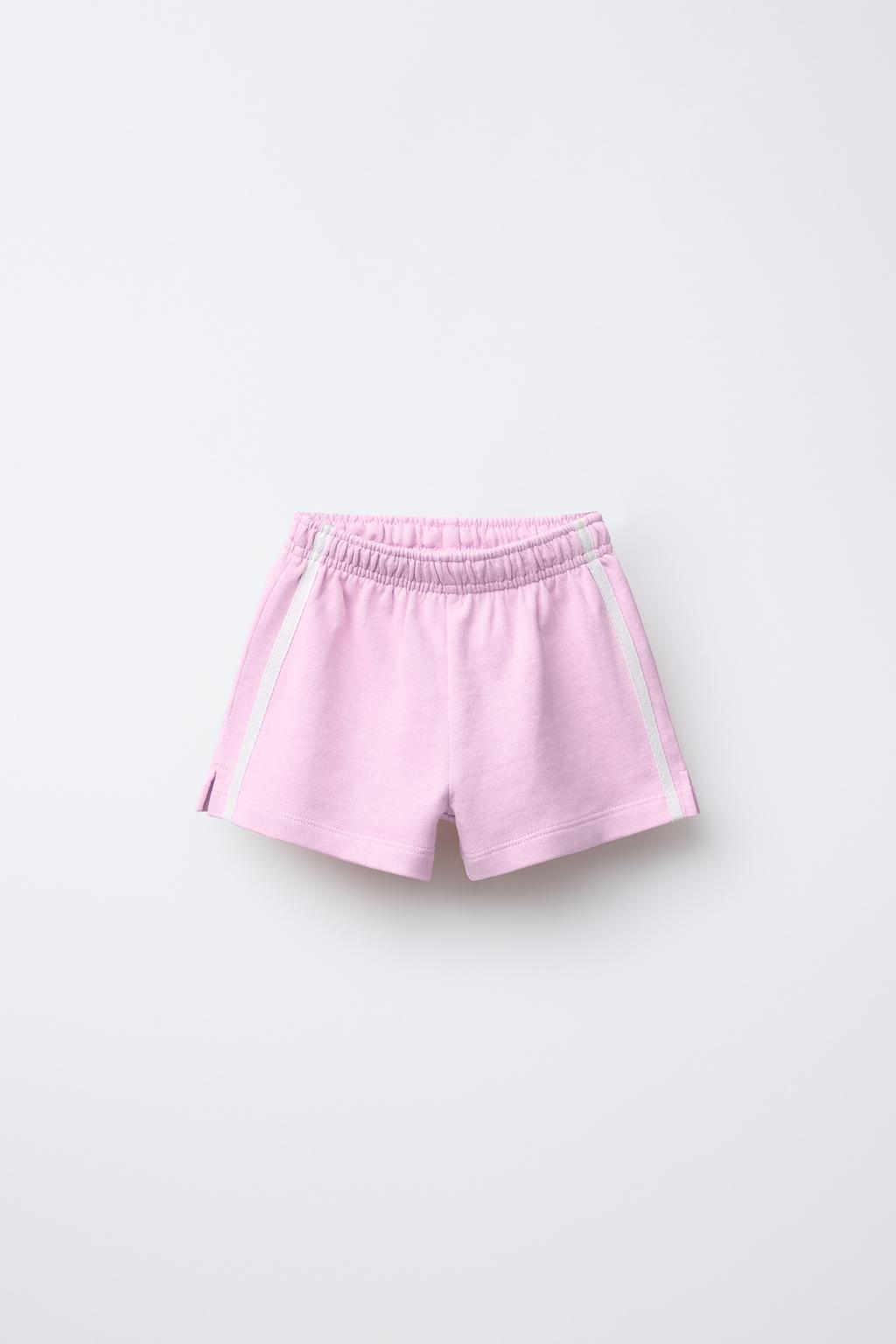 

Шорты-бермуды с боковыми резинками ZARA, цвет Chalk pink