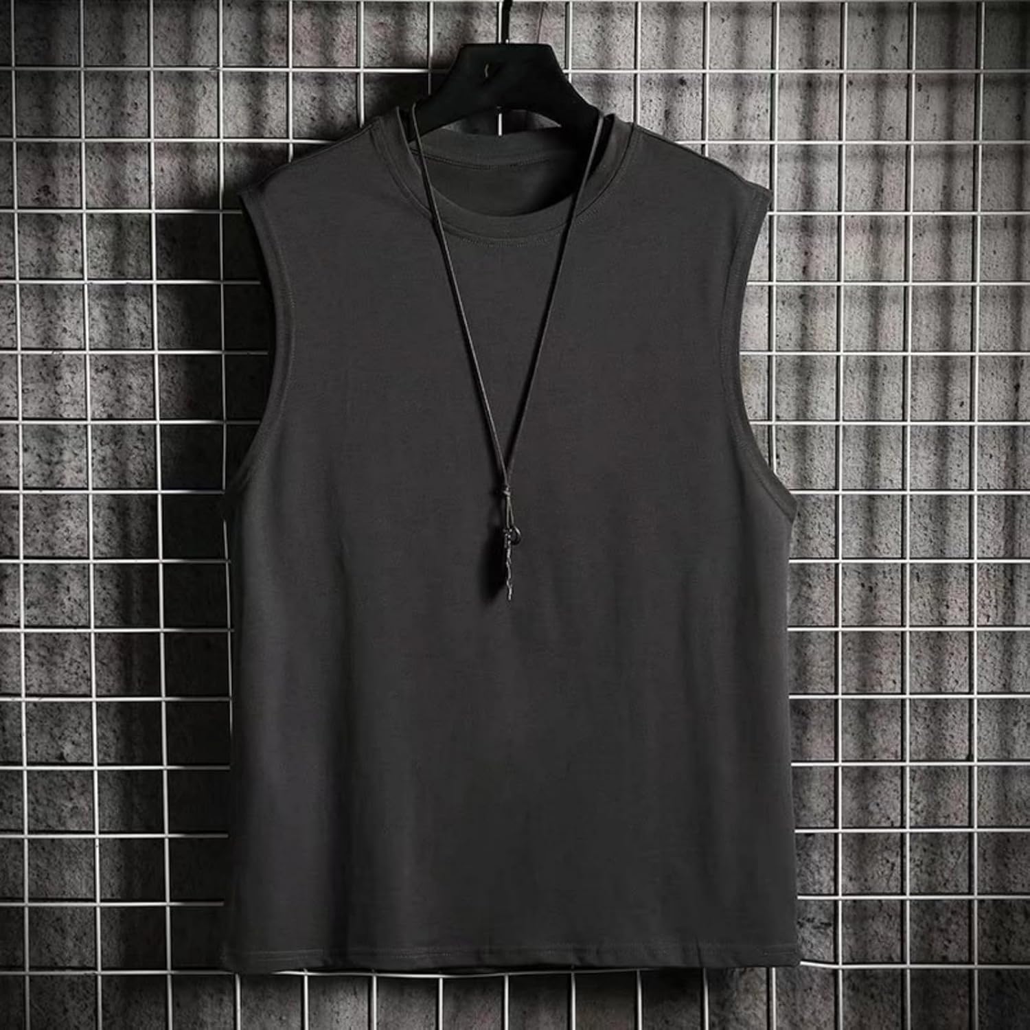Gym Clothes for Men Big and Tall Tank Tops Muscle Sleeveless Tshirts Plus Size Fitness Bodybuilding Cut Off Tees Generic, Dark Gray — фото 2