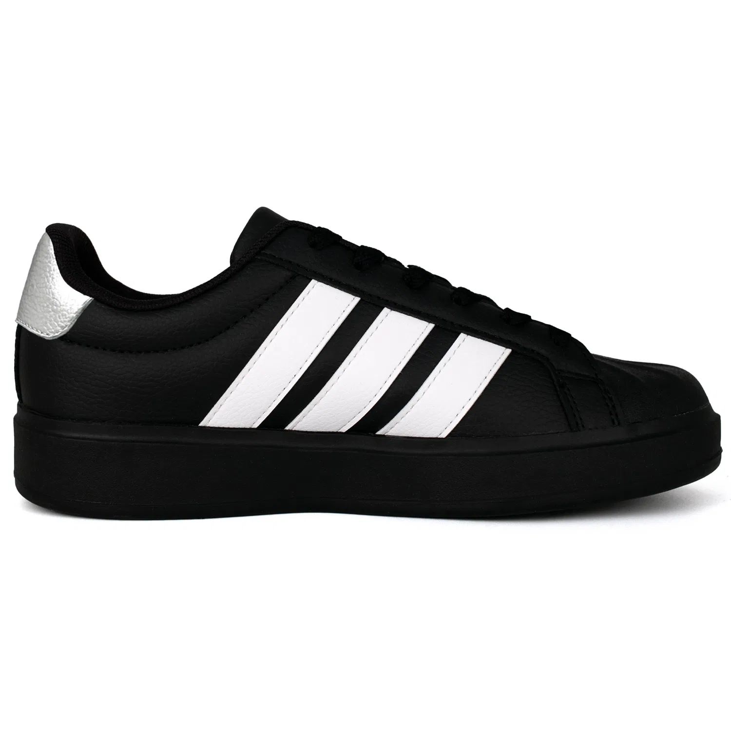 Детские кроссовки для скейтбординга с кожаным верхом Street Talk Adidas, Black Silver — фото 3