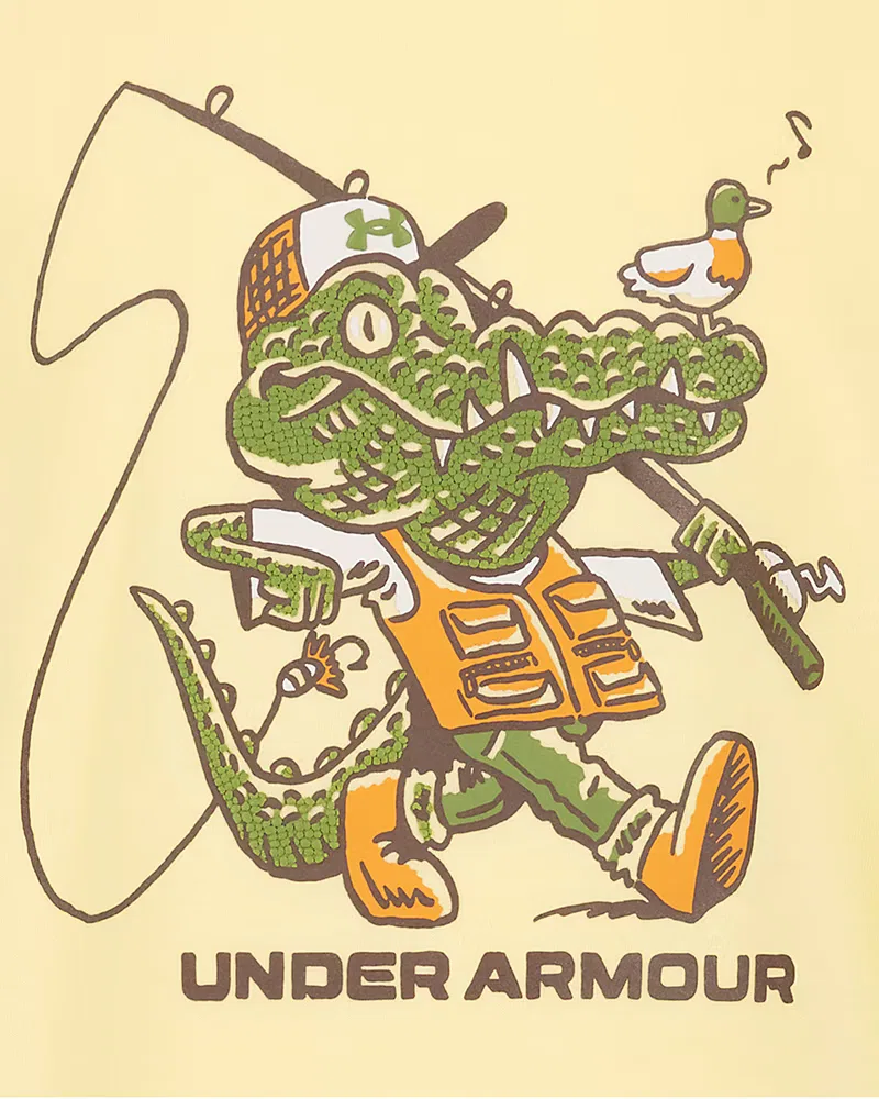 Футболка детская с коротким рукавом, влагоотводящая UA Puff Gator UnderArmour, Pale Lemon/Peppercorn — фото 2