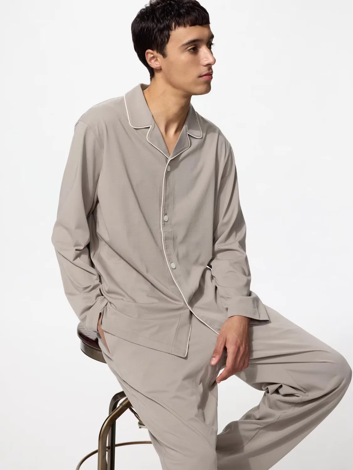 Пижама Uniqlo airism, хлопковая, хаки