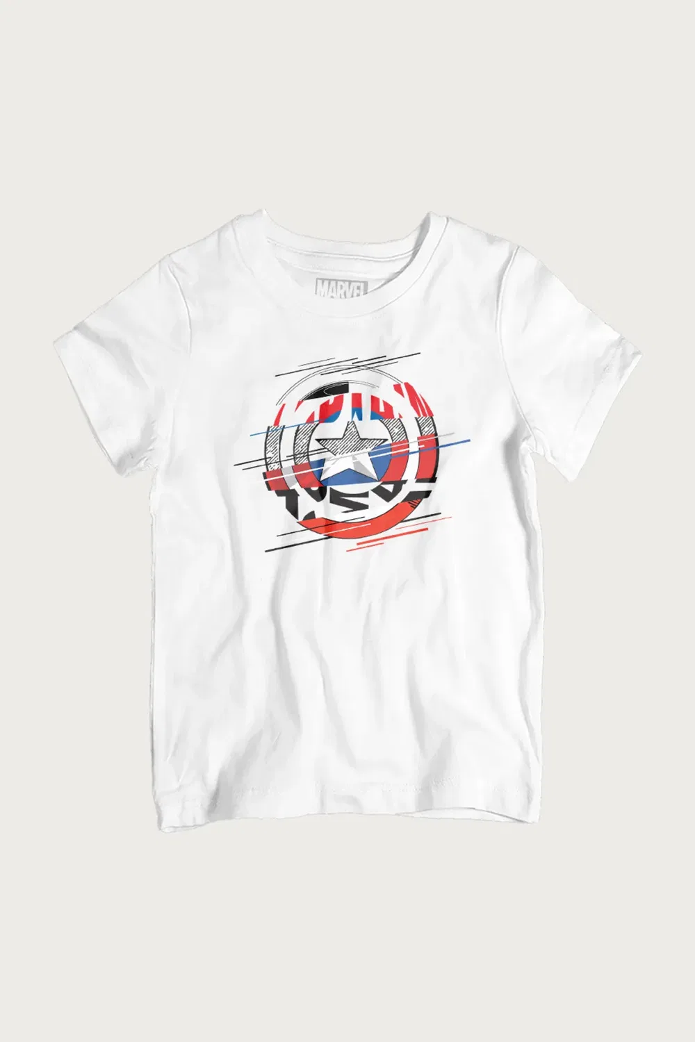 Футболка с принтом Slashed Shield Captain America, White — фото 2
