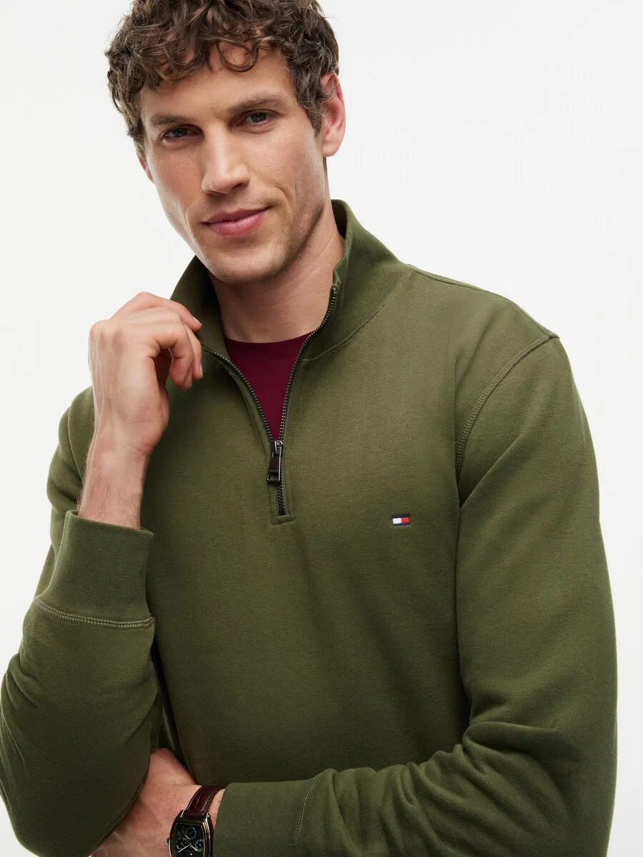 Толстовка TOMMY HILFIGER 'Essential' оливкового цвета — фото 3