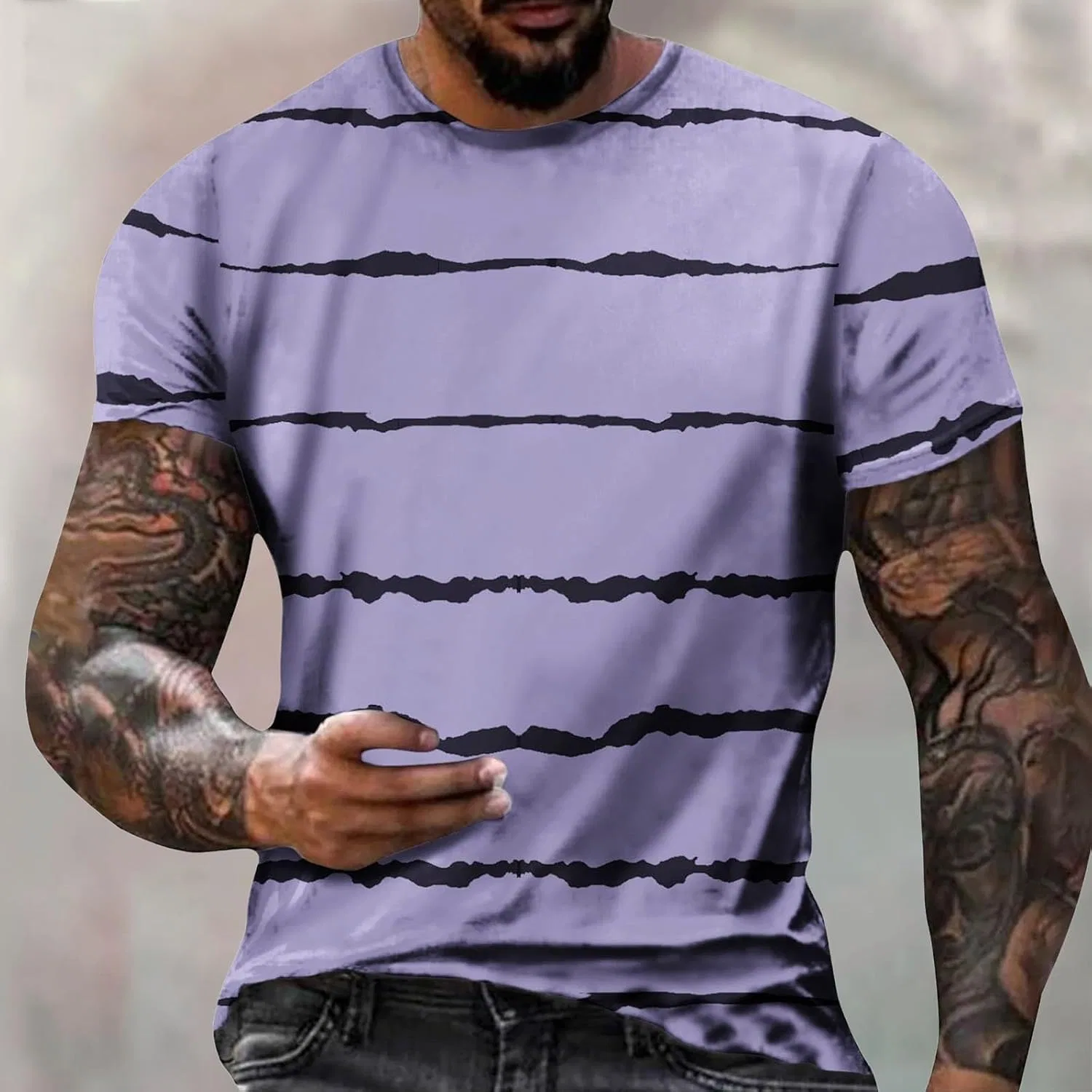 Мужская футболка с цветными блоками Striped Cotton, Purple — фото 2
