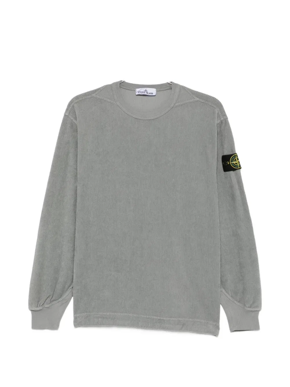 Толстовка вельветовая с логотипом-нашивкой Stone Island, серый