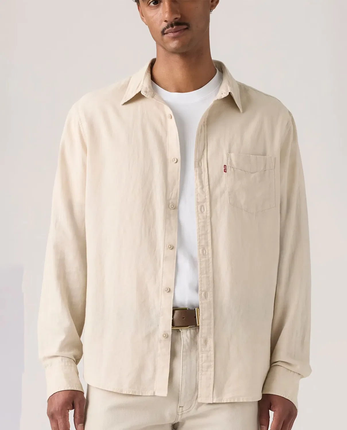 Мужская рубашка с длинным рукавом из смесовой ткани Levi's, Beige