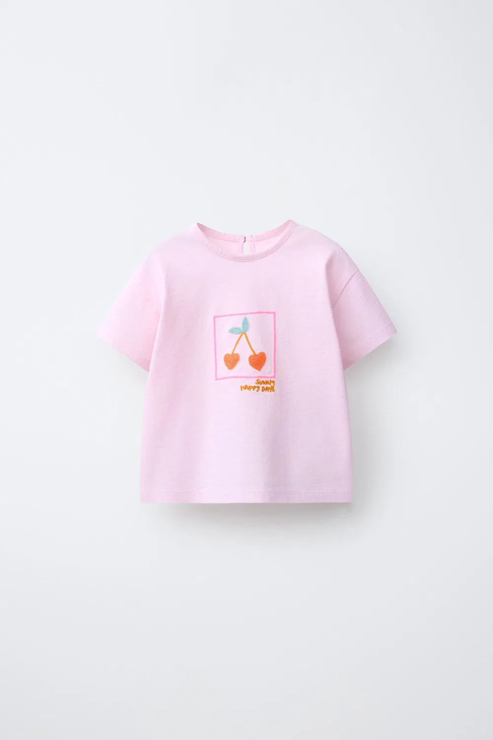 Футболка с вышитой вишней ZARA, Light Pink