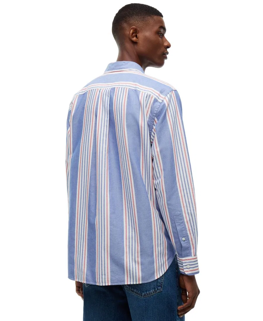 Мужская рубашка с длинным рукавом Regular Fit Oxford Striped Tommy Hilfiger, Wedge Blue/Multistripe — фото 4