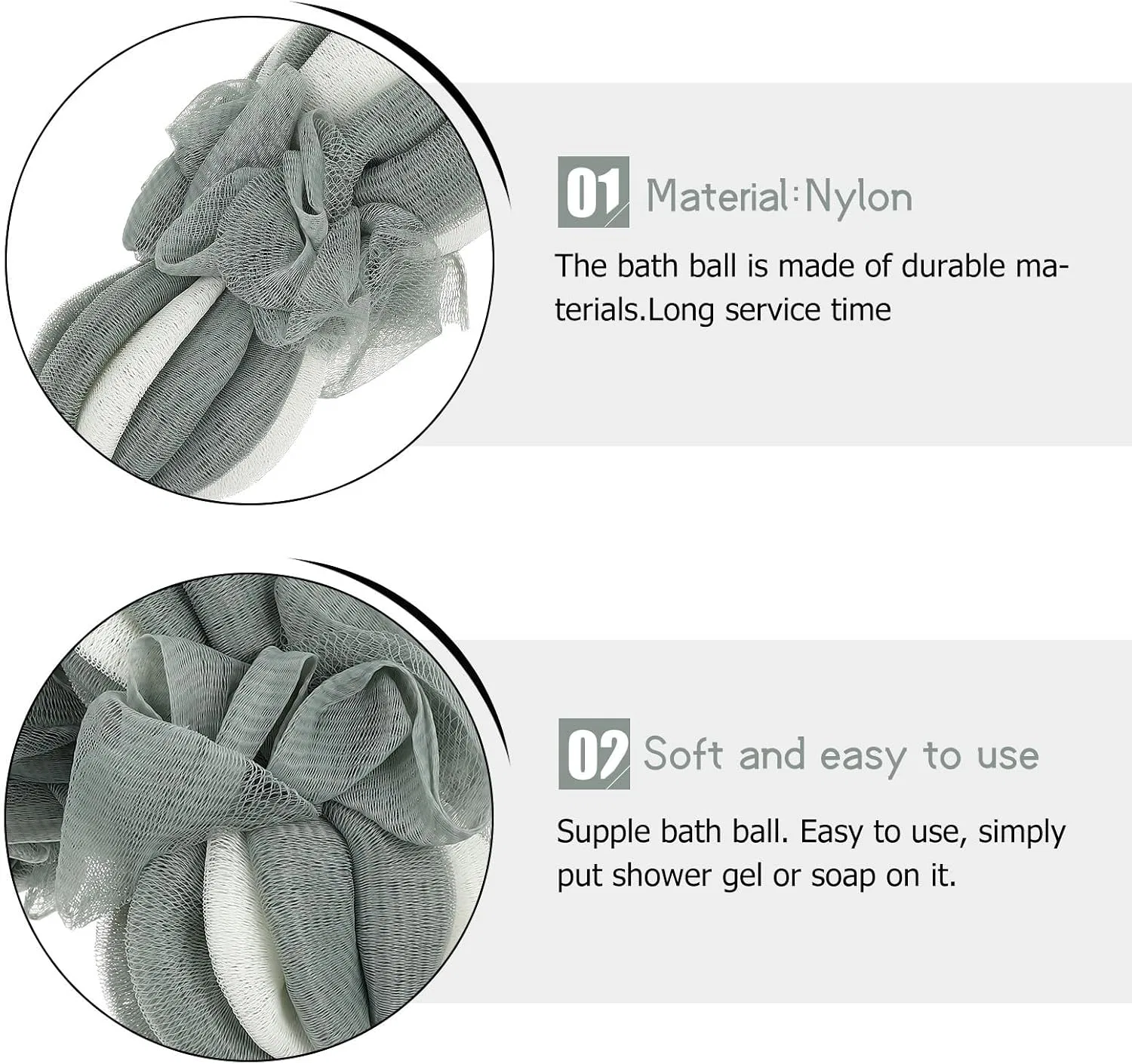 Мочалка для душа Nylon, Alipis, 2 шт., 20x10x5 см, Зеленый — фото 3