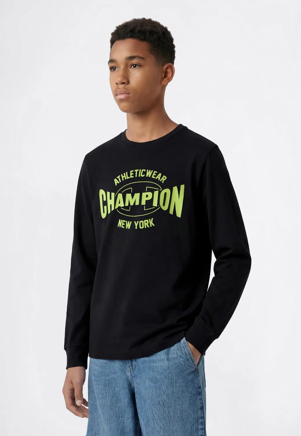 Стандартный крой - футболка с длинными рукавами Champion, Black