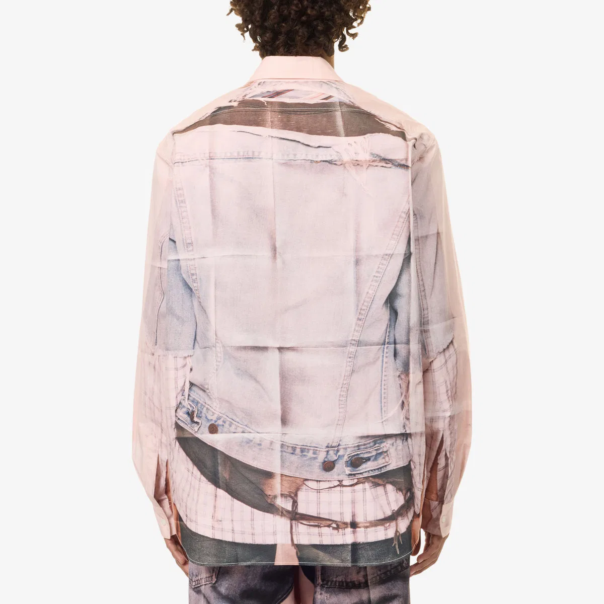 Хлопковая рубашка Sarona с графическим принтом Acne Studios, розовый — фото 4