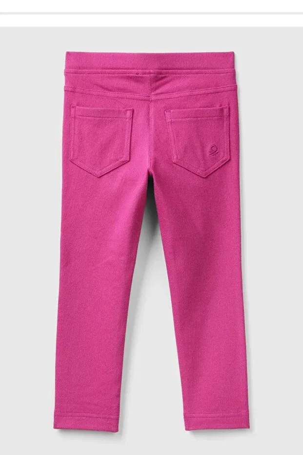 Детские брюки для девочек с принтом United Colors Of Benetton, Fuchsia — фото 2