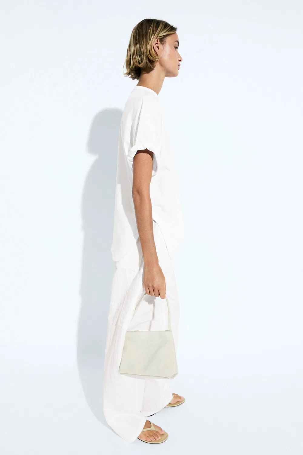 Футболка Massimo Dutti, свободный крой из 100% хлопка, белый — фото 3