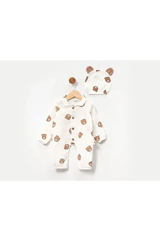 Детское боди-комбинезон из муслина с принтом Yukobaby Bebeğiniz Için En Doğalı, White — фото 2
