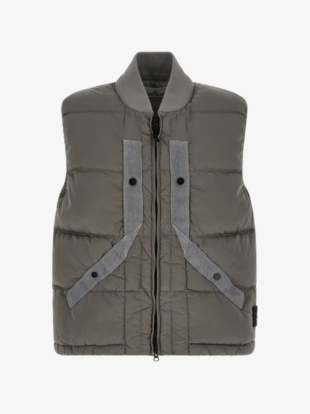 Стеганый жилет с жатым эффектом Stone Island, серый