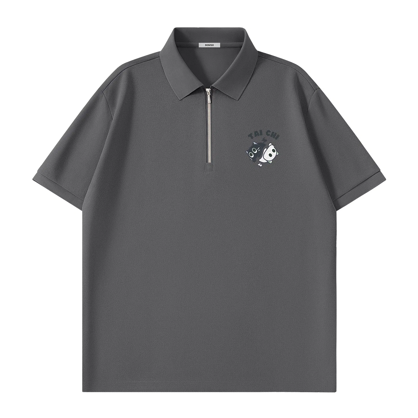 Детское поло с принтом MINISO, Dark Gray (B Tai Chi Cat Chest Logo)