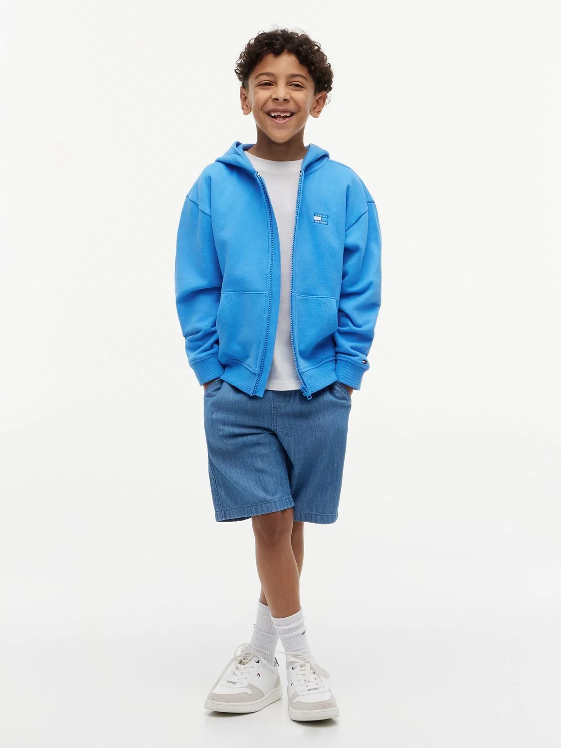Толстовка на молнии, махровая Tommy Hilfiger, синяя — фото 3
