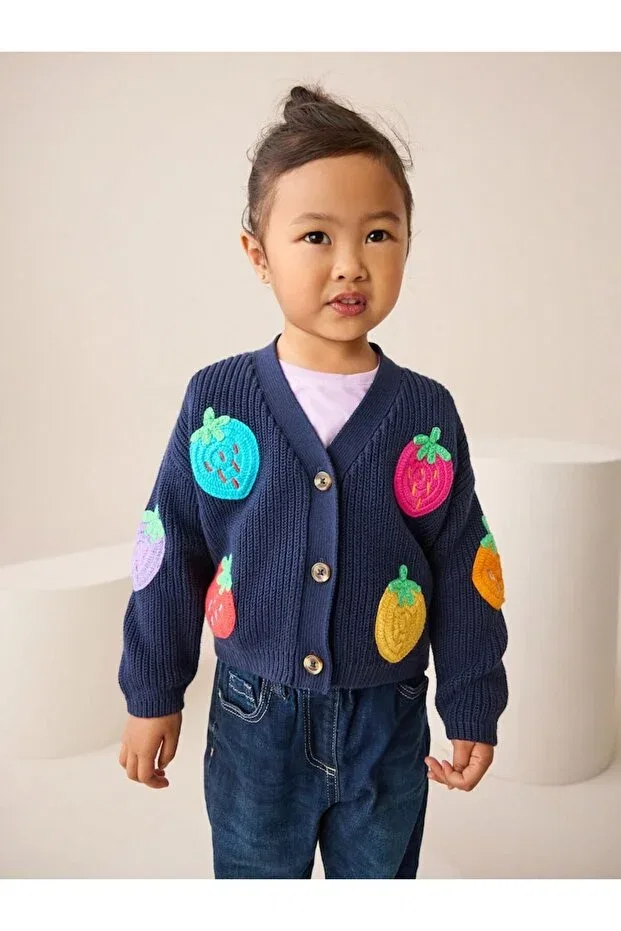 Детский кардиган для девочек с принтом Next Baby, Navy Blue