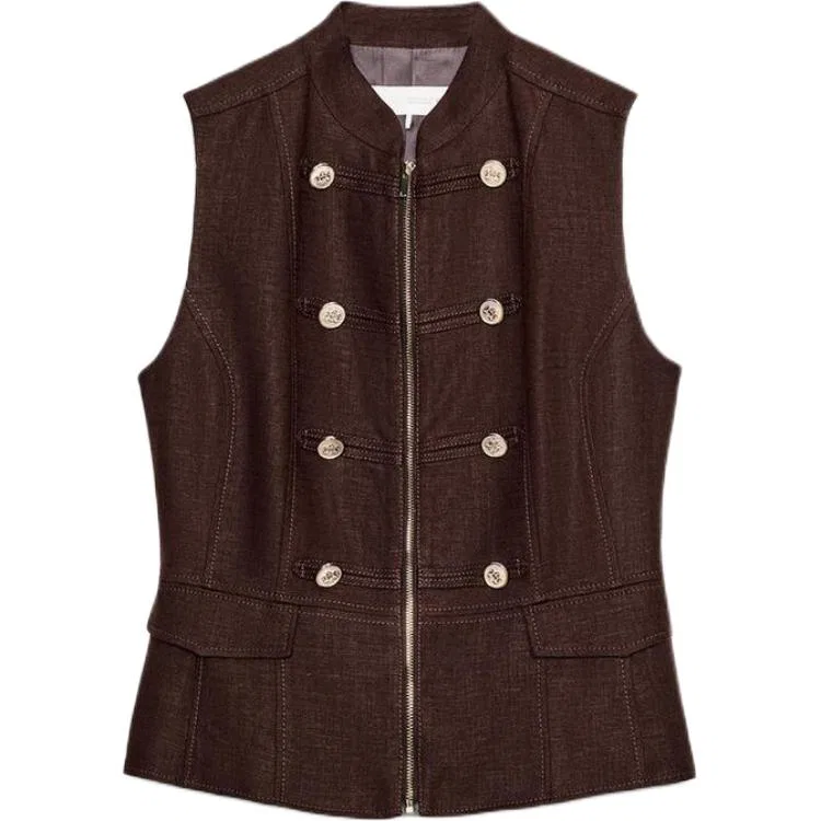 Женский топ-майка с круглым вырезом ZARA, Brown