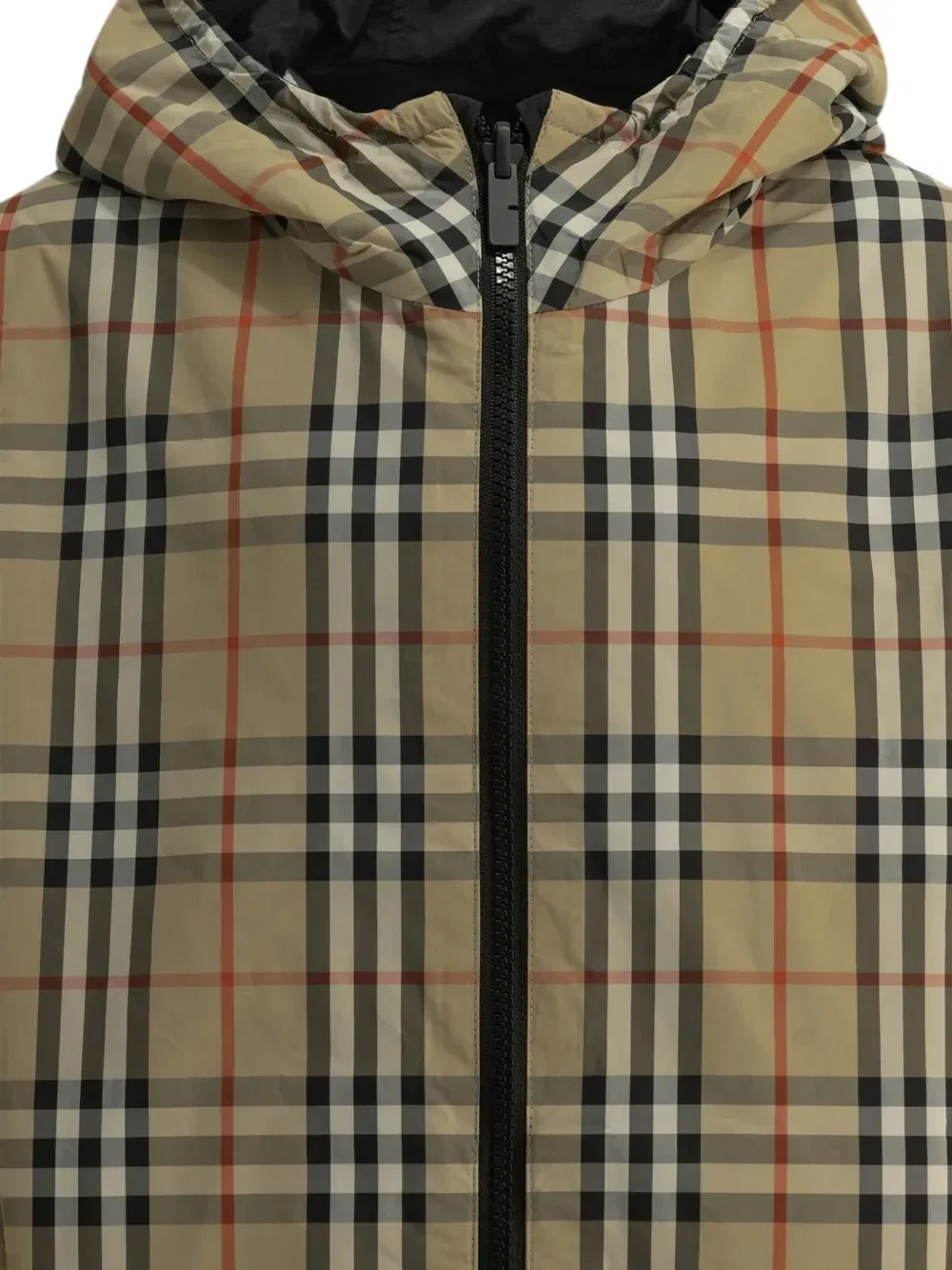 Клетчатая двусторонняя куртка с капюшоном Burberry Kids, бежевый — фото 3