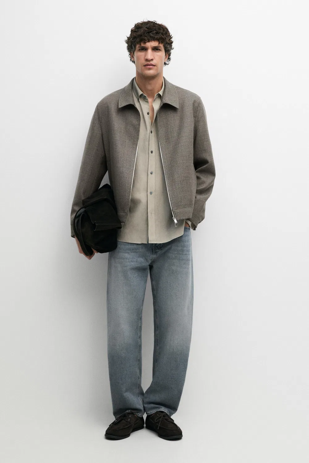 Куртка Massimo Dutti, структурированная, серовато-зеленый