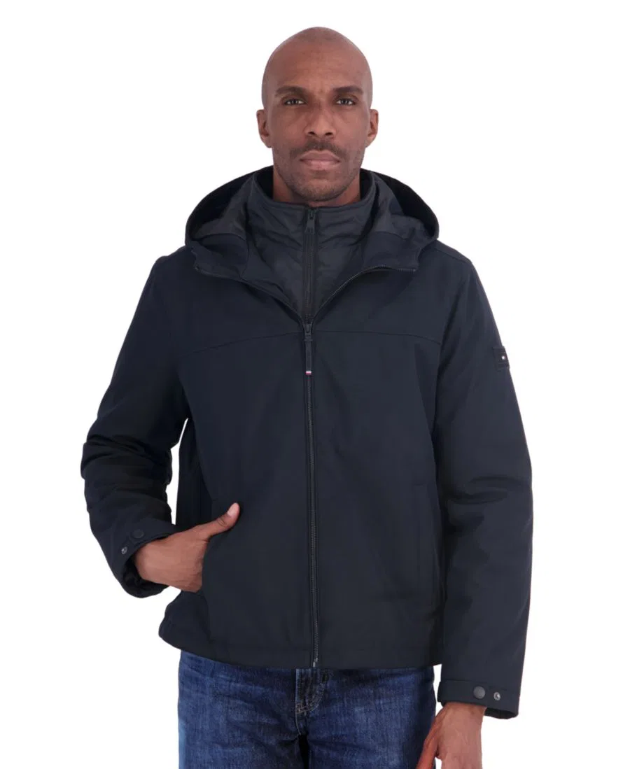 Мужская куртка из софтшелла с капюшоном Tommy Hilfiger, Black