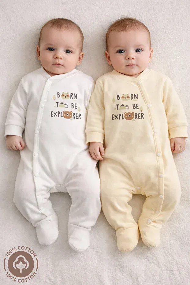 Детский комбинезон для новорожденных с принтом Born To Be Printed Miniel, Yellow — фото 2