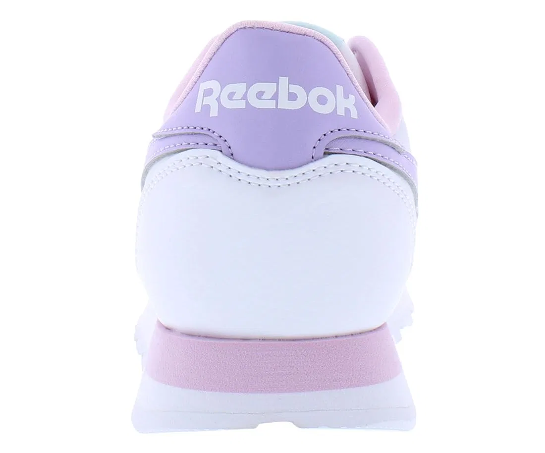 Детские кроссовки для девочек с мягкой кожей Classic Leather Reebok, Bianco Pixel Rosa Viola Oasis — фото 4