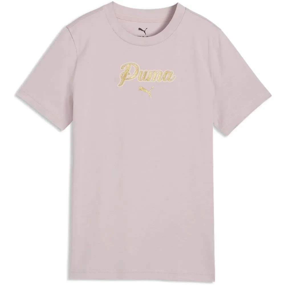 Детская футболка для девочек с блестящим принтом Essential Script Glitter Puma, Beige