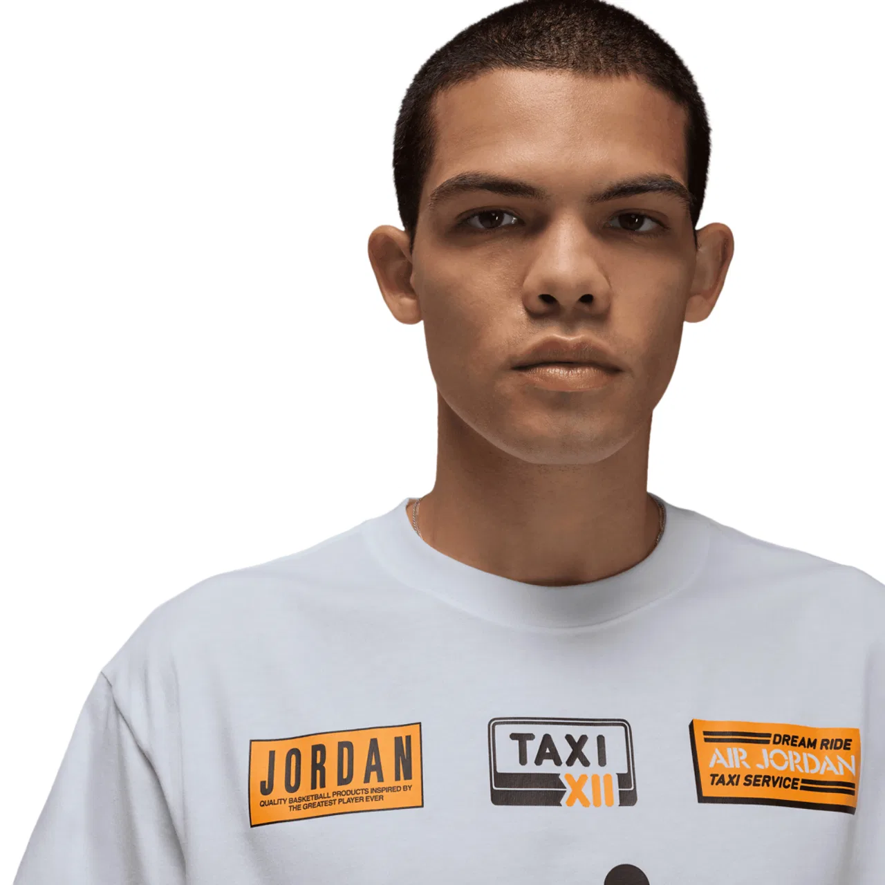 Мужская футболка AJ 12 Taxi '85 Jordan, цвет White/Black/Taxi — фото 3
