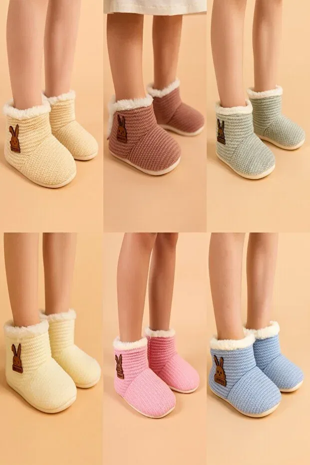 Детские тапочки для новорожденных вязаные модель Baby panduf booties knitwear wellsoft anti-slip sole (sole size 13cm) home boots slippers nursery shoes, Dinamik Çocuk, Dried Rose — фото 3