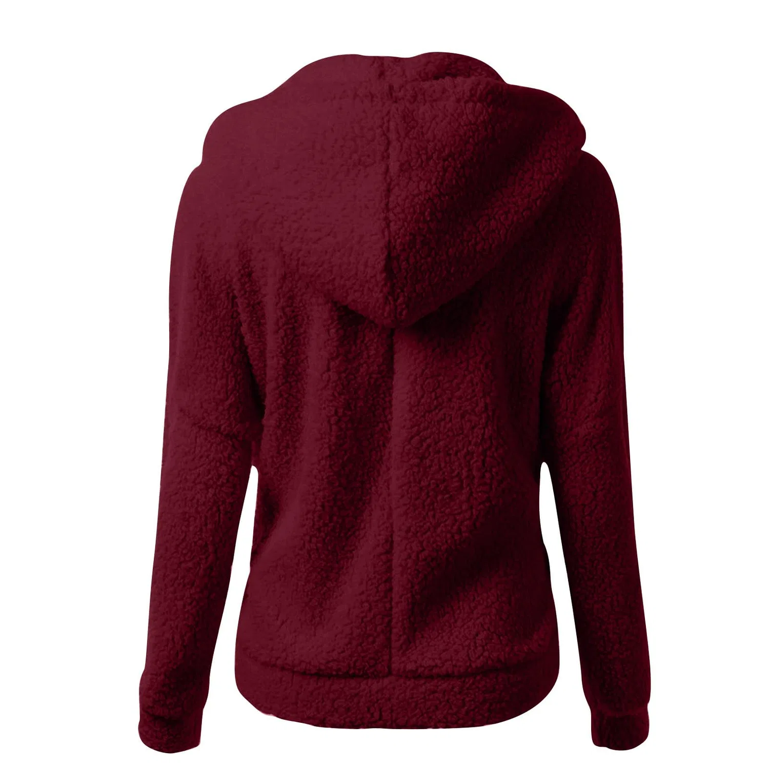 Женское пальто из флиса с молнией и капюшоном, модель Winter Sherpa Fleece Cardigan, 03 Vino — фото 2