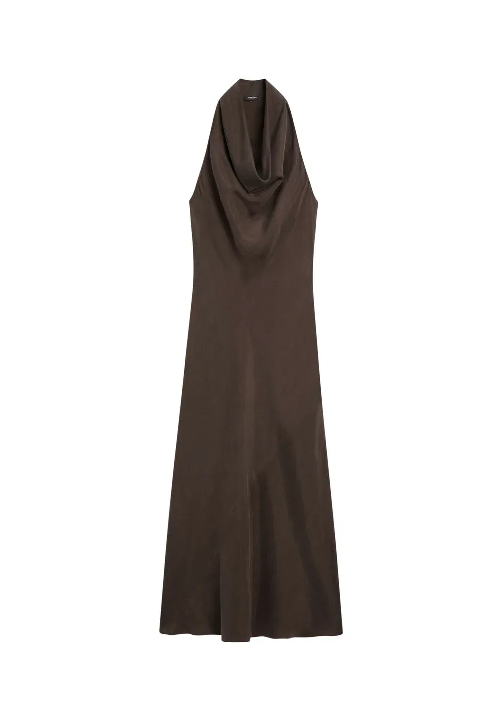 Длинное платье с драпированным вырезом - для особых случаев Massimo Dutti, Dark Brown — фото 4