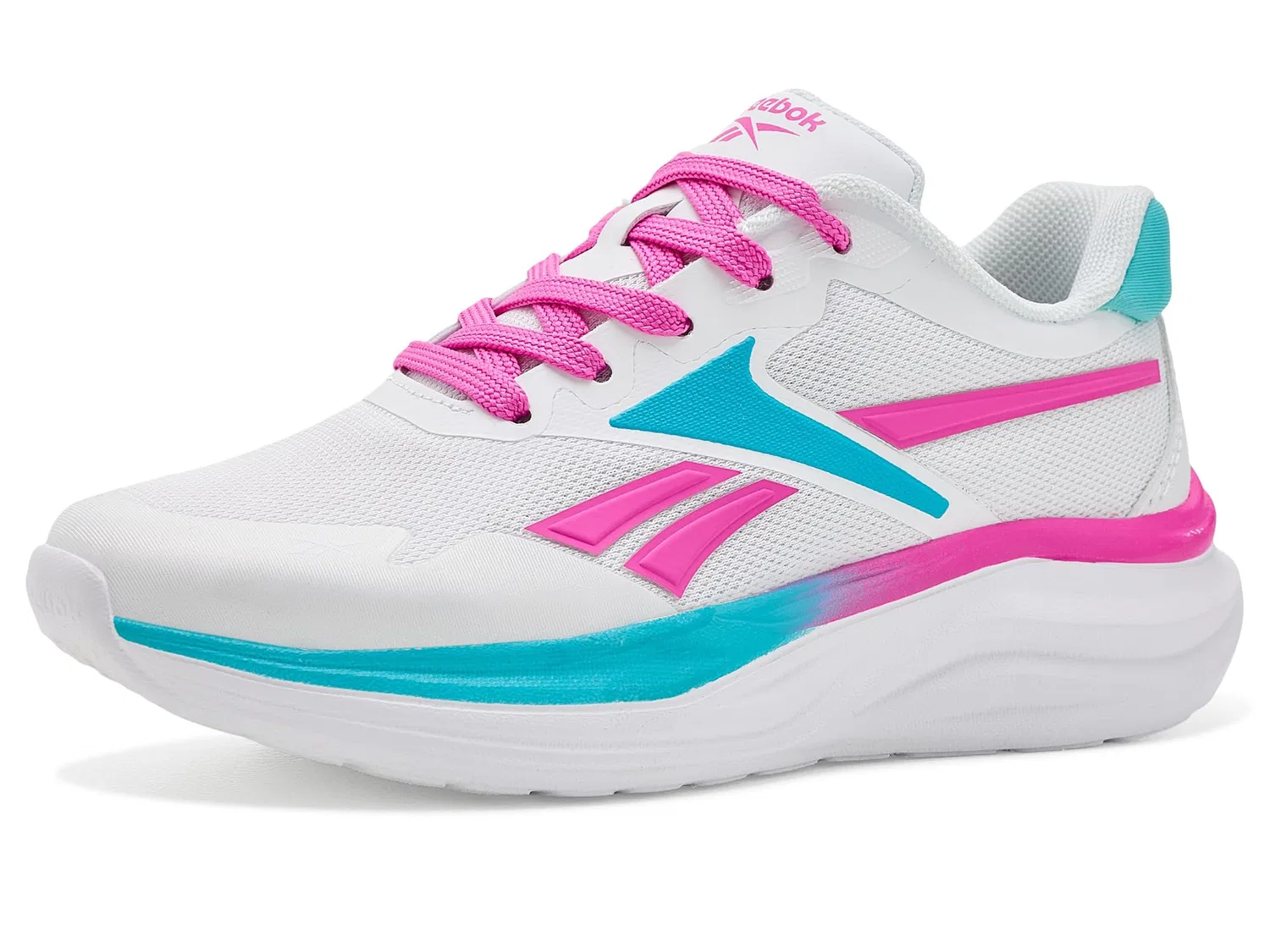 Кроссовки Futura Dash (для маленьких и больших детей) Reebok Kids, White/Virtual Pink/Bluefish — фото 2
