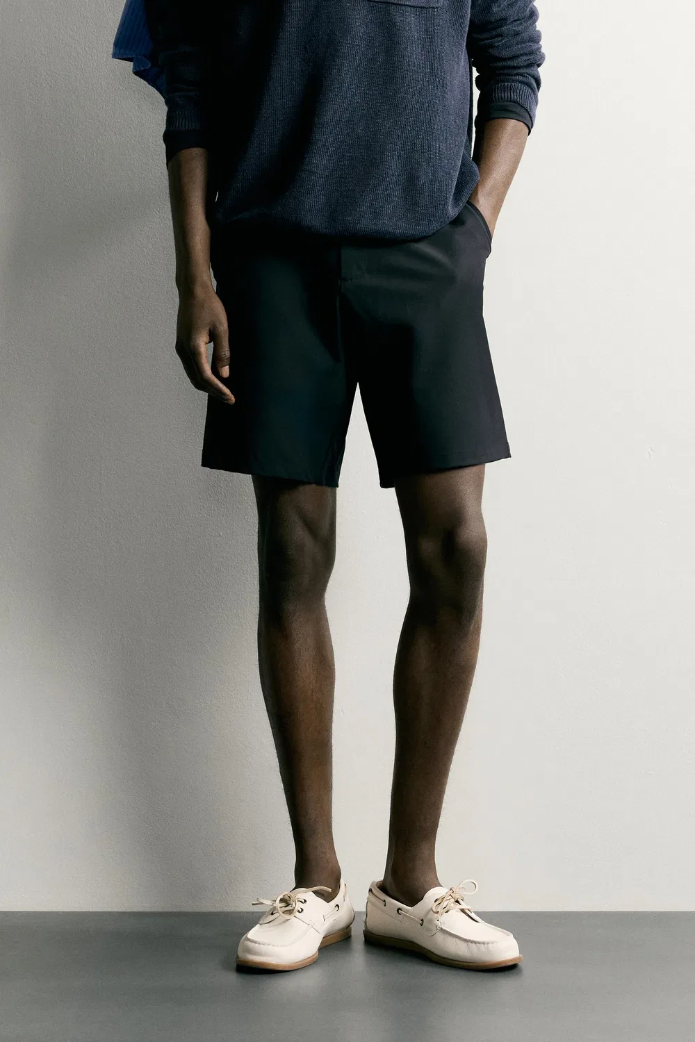 Комфортные технические шорты-бермуды ZARA, Navy blue — фото 2