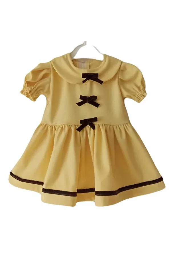 Детское платье для девочек с коротким рукавом Moms And Babies, Yellow