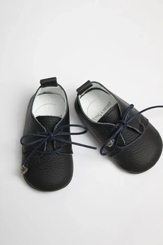 Детские мокасины кожаные Zeyno Ve Memo, Navy Blue — фото 3