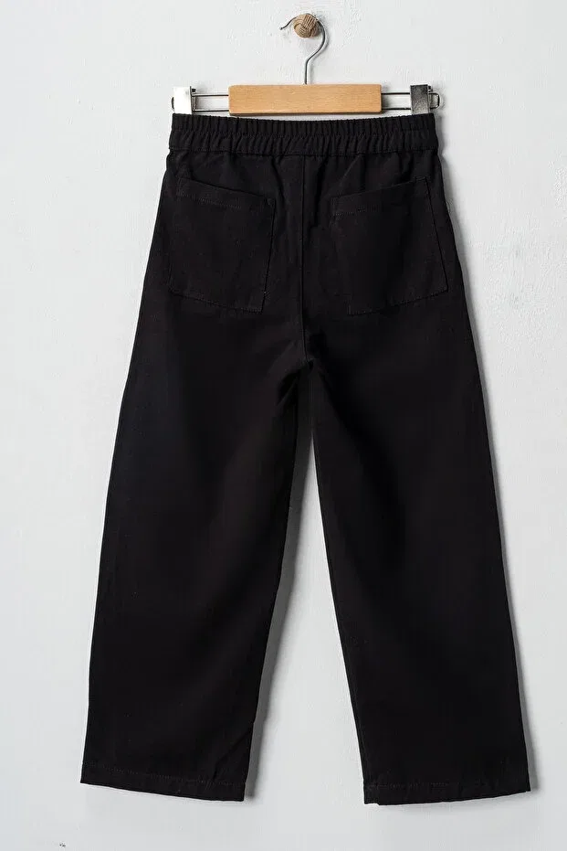 Детские брюки для девочек из габардина со складками Esila Kids, Black — фото 2