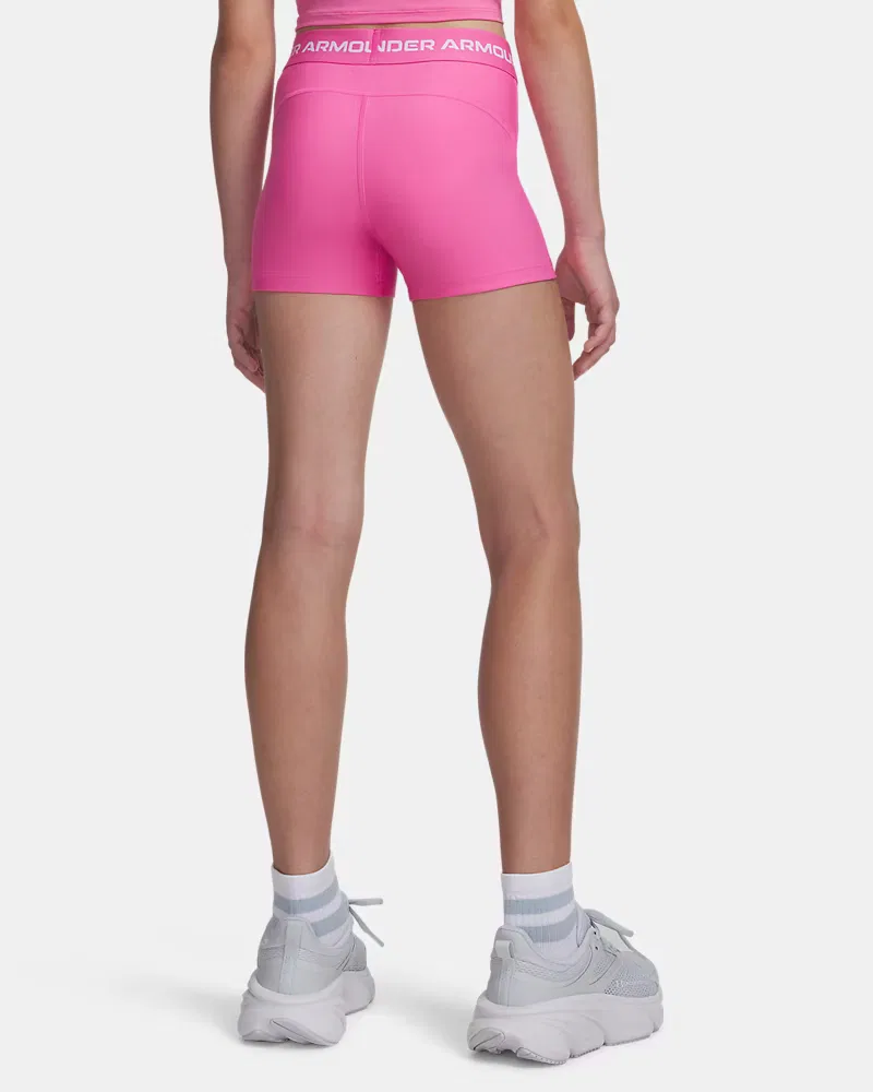 Детские спортивные шорты 7,6 см (внутренний шов) быстросохнущие HeatGear Shorty UnderArmour, Pink Frenzy/White — фото 2