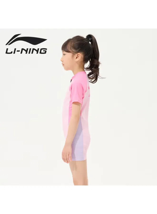 Купальник детский слитный с длинным рукавом модель 808 Li-Ning, светло-розовый — фото 4