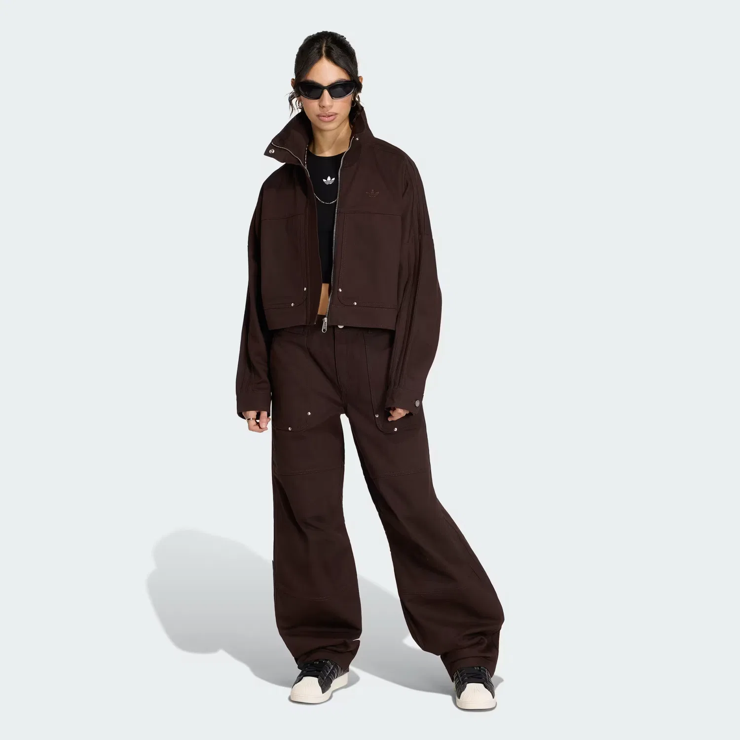 Женская куртка свободного кроя Premium Essentials Twill Adidas Originals, кофейный — фото 3