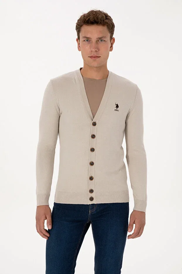 Мужской кардиган из трикотажа U.S. Polo Assn., Stone Melange