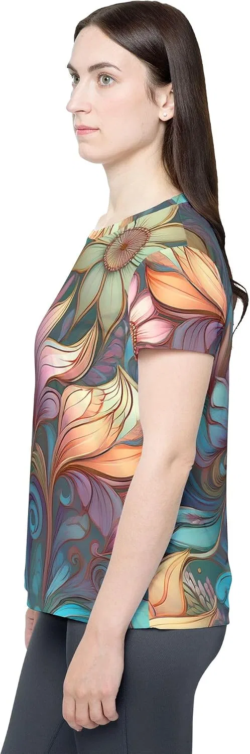 Женская спортивная футболка флорал Crew Neckline, Multicolor — фото 3